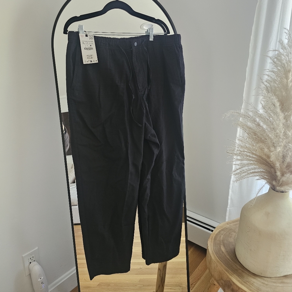 Zara Black Relaxed Drawstring Joggers